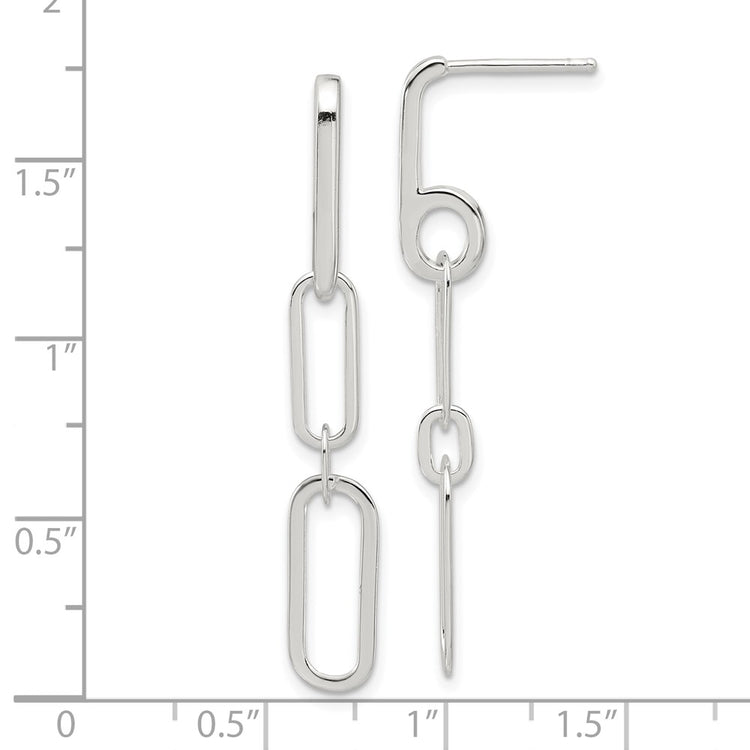 Sterling Silver Link Paperclip Dangle Earrings - view 4