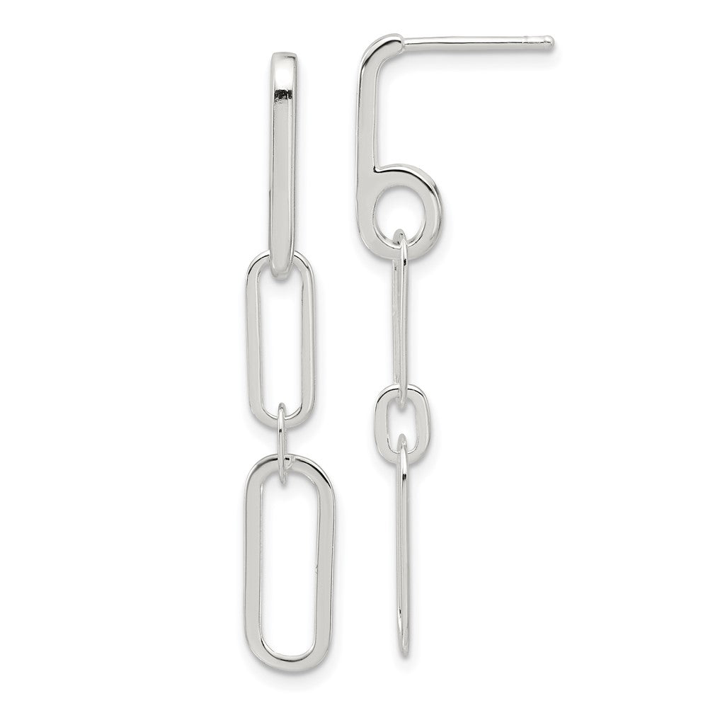 Sterling Silver Paperclip Dangle Earrings - Hypoallergenic Sterling Silver Earrings for Women - Trendy Layering Chain Earrings Jewelry Gift