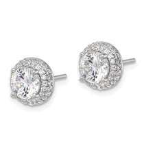 Sterling Silver 6mm Double Halo CZ Stud Earrings - view 2