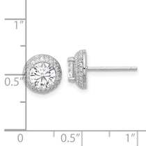 Sterling Silver 6mm Double Halo CZ Stud Earrings - view 4
