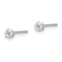 Sterling Silver 3mm Polished Halo CZ Stud Earrings - view 2