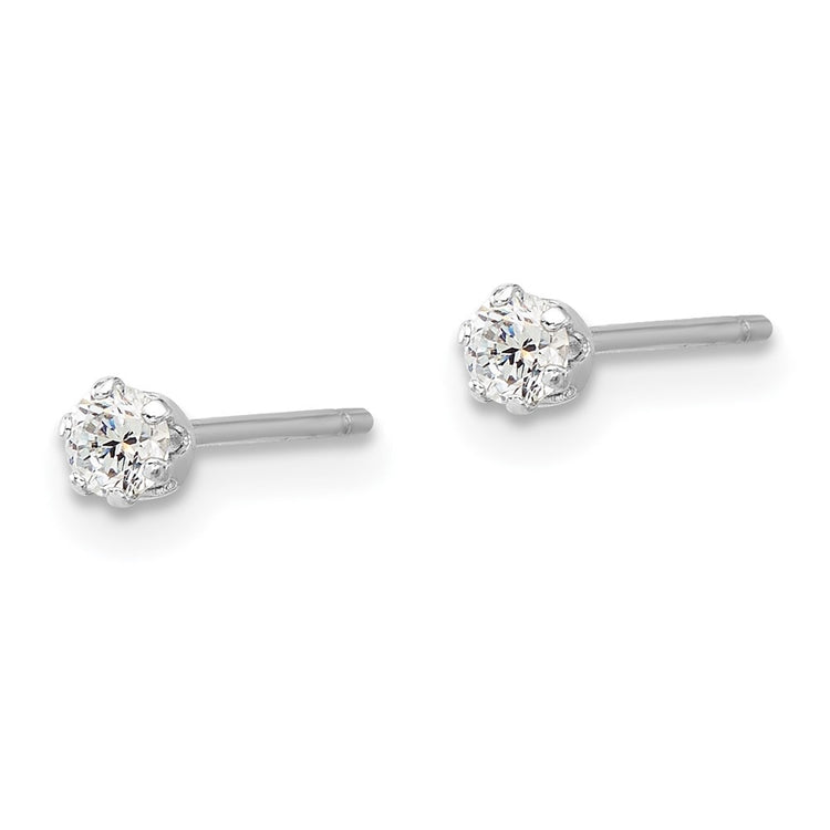 Sterling Silver 3mm Polished Halo CZ Stud Earrings - view 2