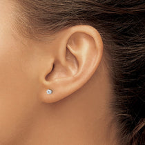 Sterling Silver 3mm Polished Halo CZ Stud Earrings - view 3