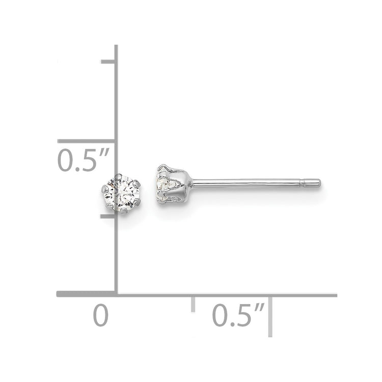 Sterling Silver 3mm Polished Halo CZ Stud Earrings - view 4