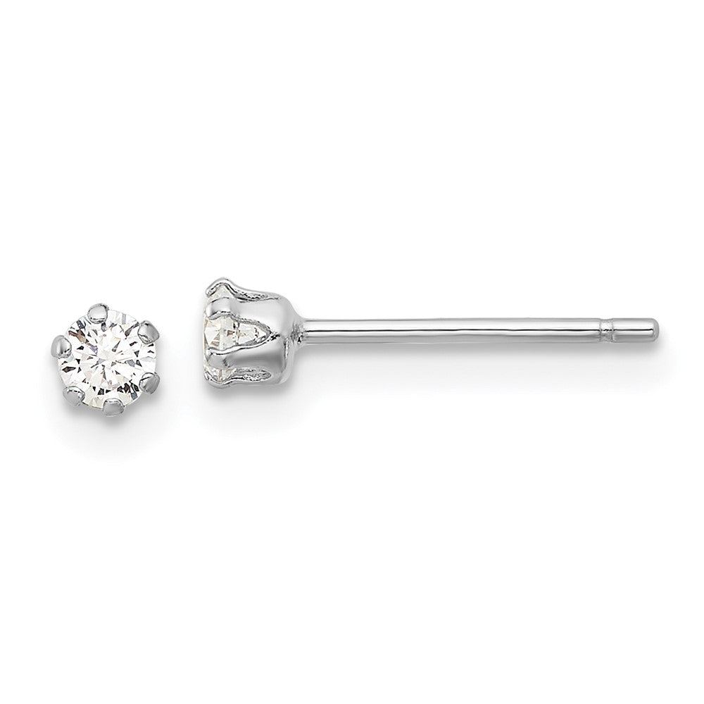 Sterling Silver 3mm Halo Cubic Zirconia Stud Earrings - Hypoallergenic Sterling Silver Stud Earrings for Women - Simulated Diamond CZ Earrings Jewelry