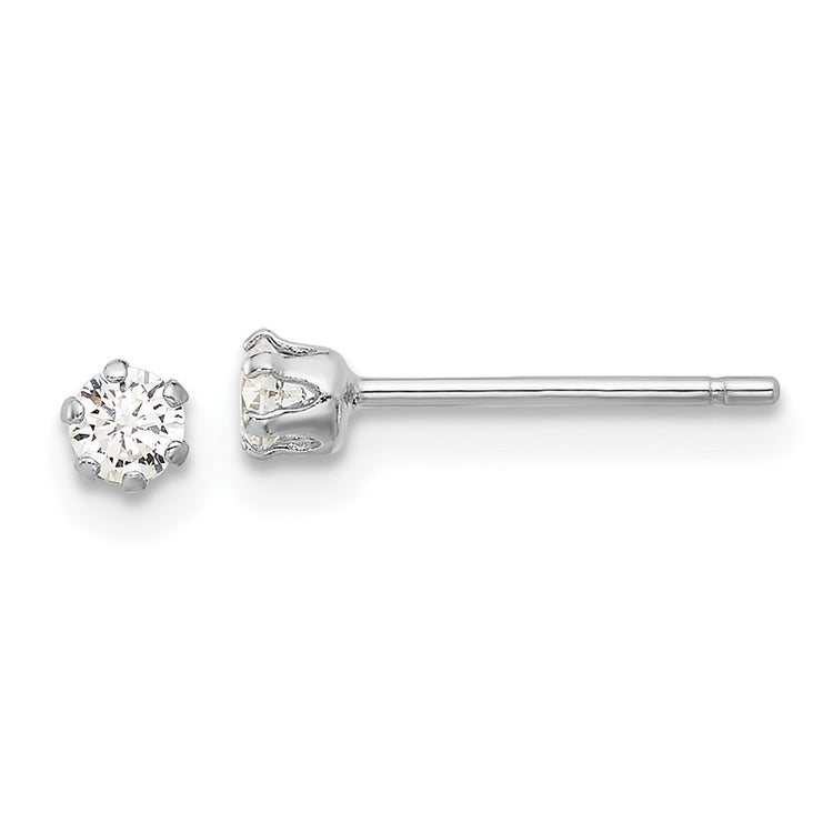 Sterling Silver 3mm Halo Cubic Zirconia Stud Earrings - Hypoallergenic Sterling Silver Stud Earrings for Women - Simulated Diamond CZ Earrings Jewelry