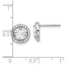 Sterling Silver Round Halo CZ Stud Earrings - view 4