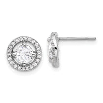 Sterling Silver Round Halo Cubic Zirconia Stud Earrings - Hypoallergenic Sterling Silver Stud Earrings for Women - Simulated Diamond CZ Earrings Jewel