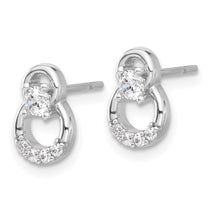 Sterling Silver 10mm Polished Double Halo CZ Stud Earrings - view 2