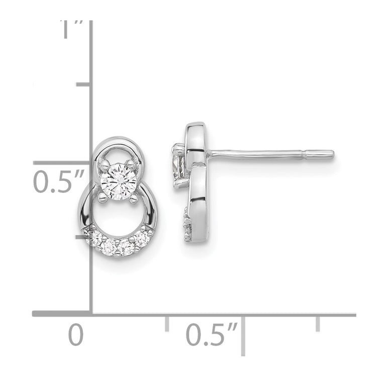 Sterling Silver 10mm Polished Double Halo CZ Stud Earrings - view 4