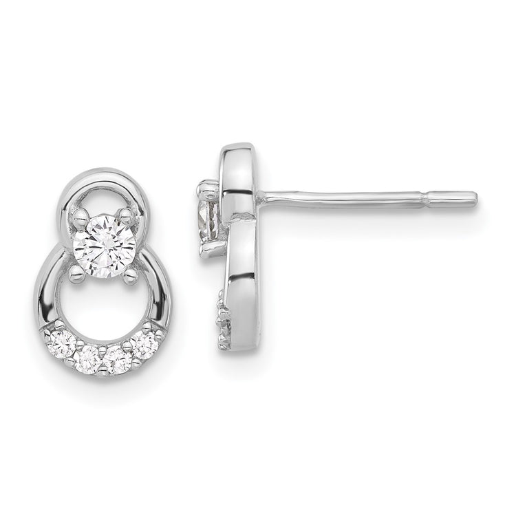 Sterling Silver Double Halo Cubic Zirconia Stud Earrings - Hypoallergenic Sterling Silver Stud Earrings for Women - Simulated Diamond CZ Earrings Jewe