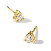 Sterling Silver Gold-Tone Polished Triangle CZ Hoop Earrings 4mm - view 5