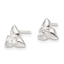 Sterling Silver 7.5mm Polished Halo CZ Stud Earrings - view 2