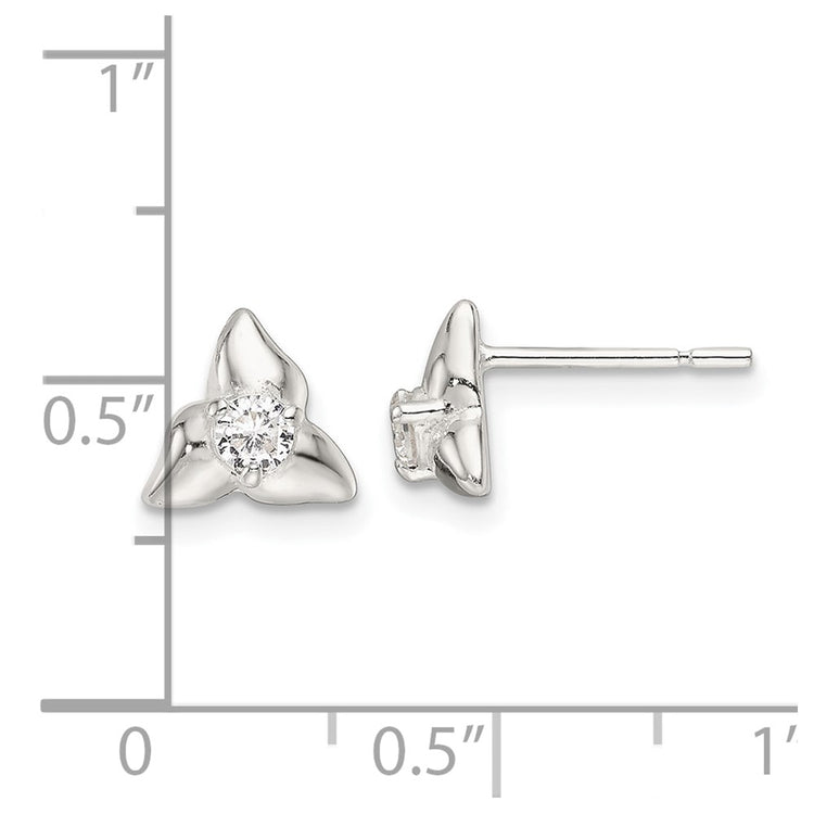 Sterling Silver 7.5mm Polished Halo CZ Stud Earrings - view 4