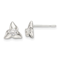 Sterling Silver Triangular Cubic Zirconia Stud Earrings - Hypoallergenic Sterling Silver Stud Earrings for Women - Simulated Diamond CZ Earrings Jewel