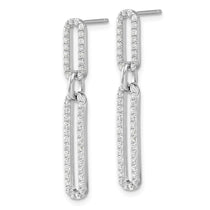 Sterling Silver CZ Paperclip Dangle Earrings - view 2