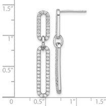 Sterling Silver CZ Paperclip Dangle Earrings - view 4