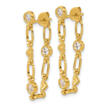 Sterling Silver Gold-Tone Heart CZ Hoop Earrings 30mm - view 2