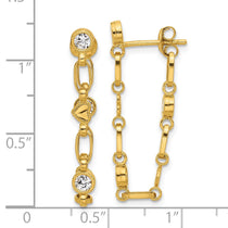 Sterling Silver Gold-Tone Heart CZ Hoop Earrings 30mm - view 4