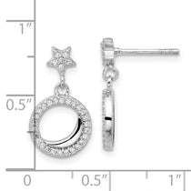 Sterling Silver CZ Star Moon Stud Earrings - view 4