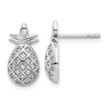 Sterling Silver Pineapple Cubic Zirconia Stud Earrings - Hypoallergenic Sterling Silver Stud Earrings for Women - Simulated Diamond CZ Earrings Jewelr