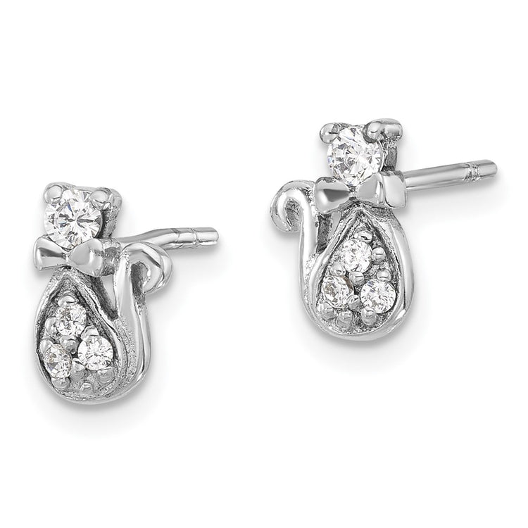 Sterling Silver 9.4mm Halo CZ Stud Earrings 9.4mm - view 2