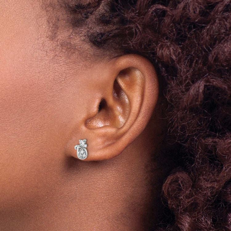 Sterling Silver 9.4mm Halo CZ Stud Earrings 9.4mm - view 3