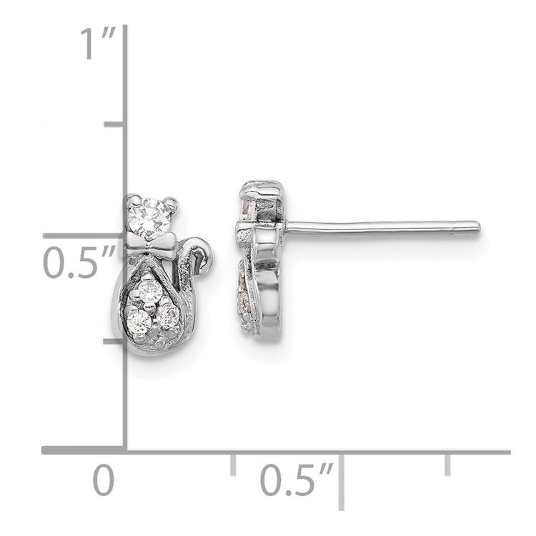 Sterling Silver 9.4mm Halo CZ Stud Earrings 9.4mm - view 4