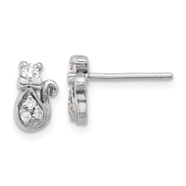 Sterling Silver Cat Cubic Zirconia Stud Earrings - Hypoallergenic Sterling Silver Stud Earrings for Women - Simulated Diamond CZ Earrings Jewelry Gift
