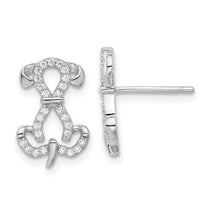 Sterling Silver Dog Cubic Zirconia Stud Earrings - Hypoallergenic Sterling Silver Stud Earrings for Women - Simulated Diamond CZ Earrings Jewelry Gift