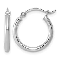Sterling Silver Rhodium-plated 2mm Round Hoop Earrings