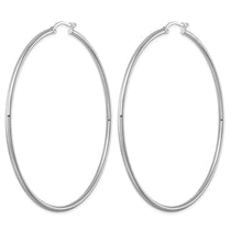 Sterling Silver Rhodium-plated 2mm Round Hoop Earrings