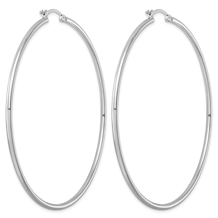 Sterling Silver Rhodium-plated 2mm Round Hoop Earrings