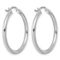 Sterling Silver Rhodium-plated 2.5mm Round Hoop Earrings