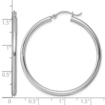 Sterling Silver Rhodium-plated 2.5mm Round Hoop Earrings