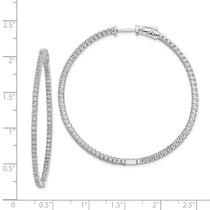 Sterling Shimmer Sterling Silver Rhodium-plated 154 Stone 1.3mm CZ In and Out Round Hinged Hoop Earrings