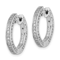 Sterling Shimmer Sterling Silver Rhodium-plated 134 Stone 1.3mm CZ In and Out Round Hinged Hoop Earrings