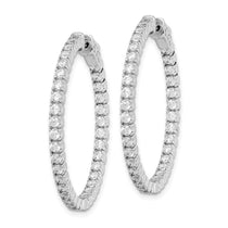Sterling Shimmer Sterling Silver Rhodium-plated 70 Stone 2mm CZ In and Out Round Hinged Hoop Earrings