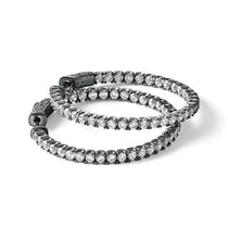 Sterling Shimmer Sterling Silver Rhodium-plated 68 Stone 2.25mm CZ In and Out Round Hinged Hoop Earrings