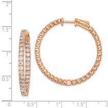 Sterling Shimmer Sterling Silver Rose-tone Flash Rose Gold-plated 68 Stone 2.25mm CZ In and Out Round Hinged Hoop Earrin