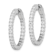 Sterling Shimmer Sterling Silver Rhodium-plated 50 Stone 2.1mm CZ In and Out Round Hinged Hoop Earrings