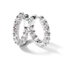 Sterling Shimmer Sterling Silver Rhodium-plated 20 Stone 3.75mm CZ In and Out Round Hinged Hoop Earrings
