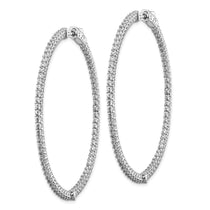 Sterling Shimmer Sterling Silver Rhodium-plated 146 Stone 1.7mm CZ In and Out Round Hinged Hoop Earrings