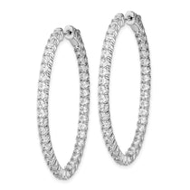Sterling Shimmer Sterling Silver Rhodium-plated 78 Stone 2.5mm CZ In and Out Oval Hinged Hoop Earrings