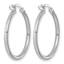Sterling Silver Rhodium-plated 2mm Round Hoop Earrings
