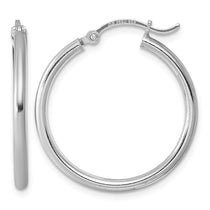 Sterling Silver Rhodium-plated 2mm Round Hoop Earrings
