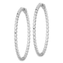 Sterling Shimmer Sterling Silver Rhodium-plated 78 Stone 2.3mm CZ In and Out Round Hinged Hoop Earrings