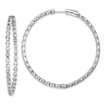 Sterling Shimmer Sterling Silver Rhodium-plated 78 Stone 2.75mm CZ In and Out Round Hinged Hoop Earrings