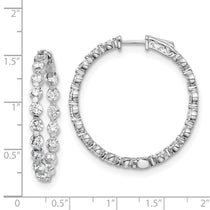 Sterling Shimmer Sterling Silver Rhodium-plated 36 Stone 3.5mm CZ In and Out Round Hinged Hoop Earrings