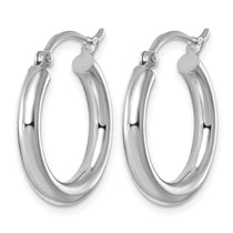 Sterling Silver Rhodium-plated 3mm Round Hoop Earrings